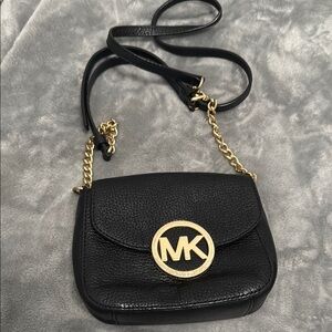 Michael Kors Black and Gold Crossbody Bag with Chain Strap